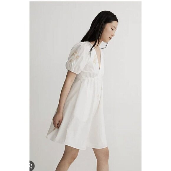 Madewell $128 Annamarie Embroidered Mini Dress Size 00 White NL107 Sold Out 1E - Picture 2 of 9